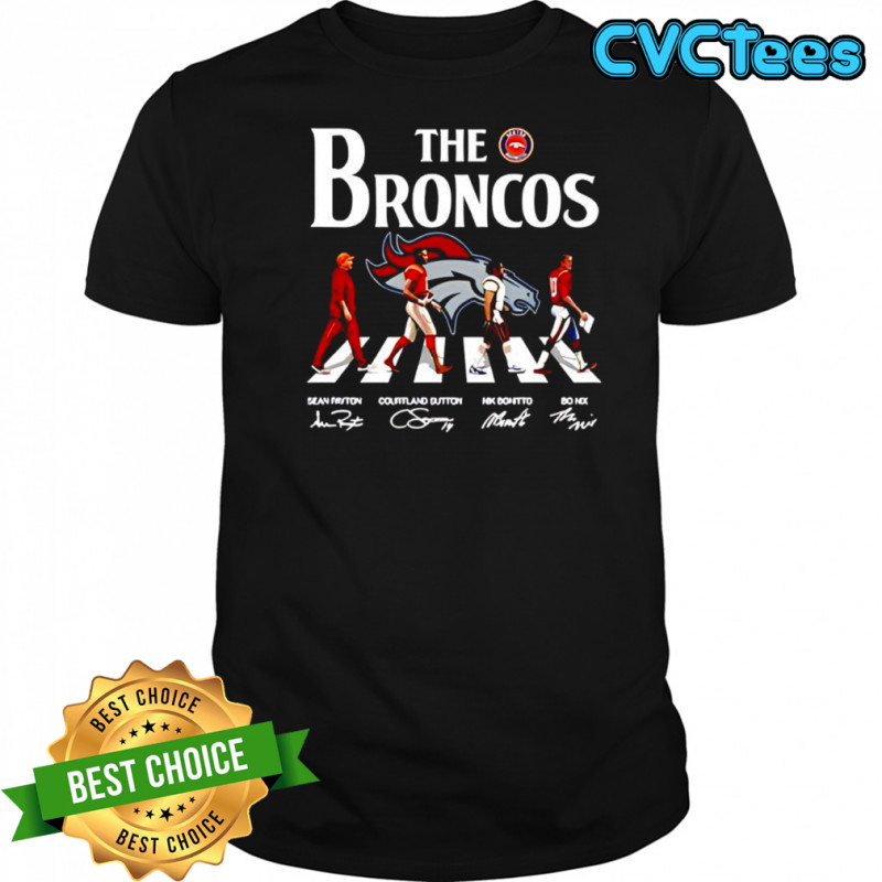 Denver Bs The Broncos with Abbey Road players signatures shirt