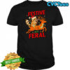 Festive But Feral Christmas Raccoon Riding Reindeer shirt
