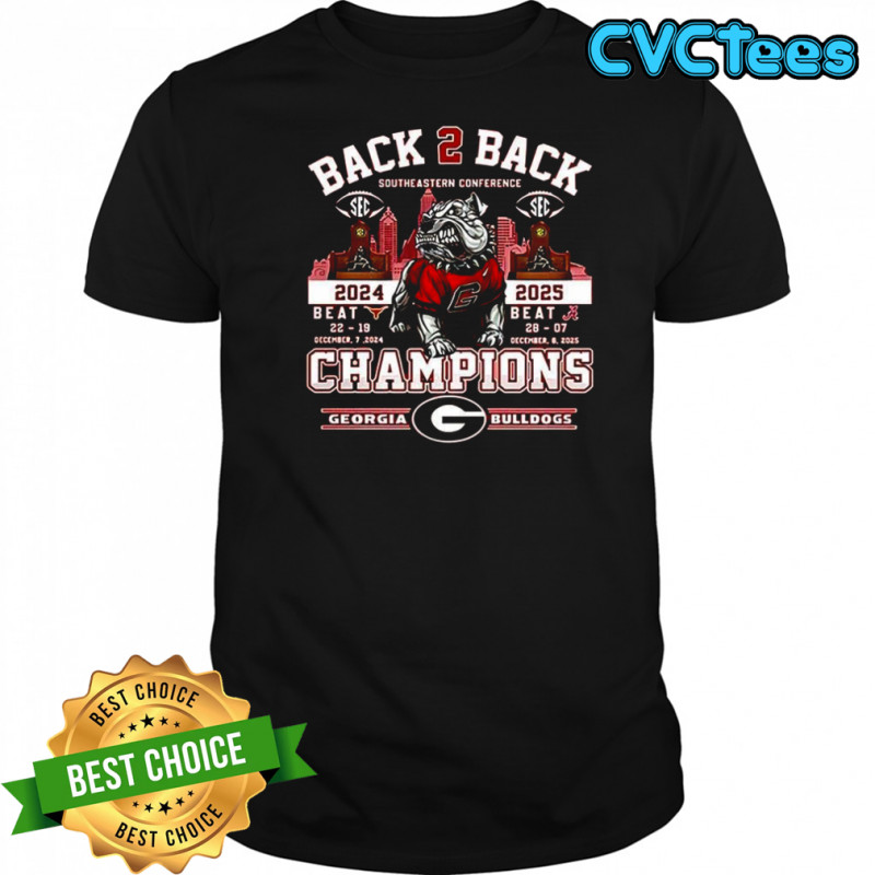 Georgia Bulldogs 2025 Back 2 Back SEC Champions mascot shirt