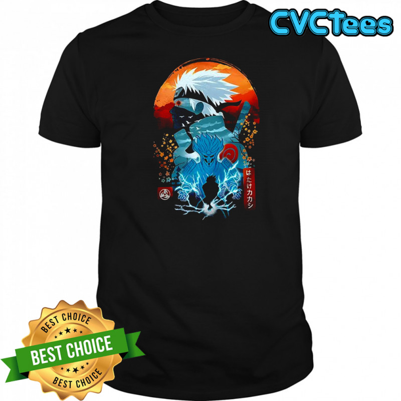 Hatake Kakashi Naruto anime chidori silhouette and susanoo Ukiyo-e shirt