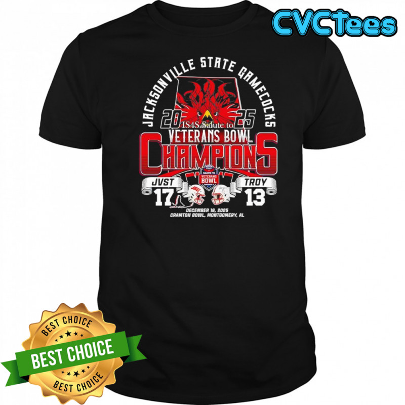 Jacksonville State Gamecocks 2025 IS4S Salute to Veterans Bowl Champions shirt