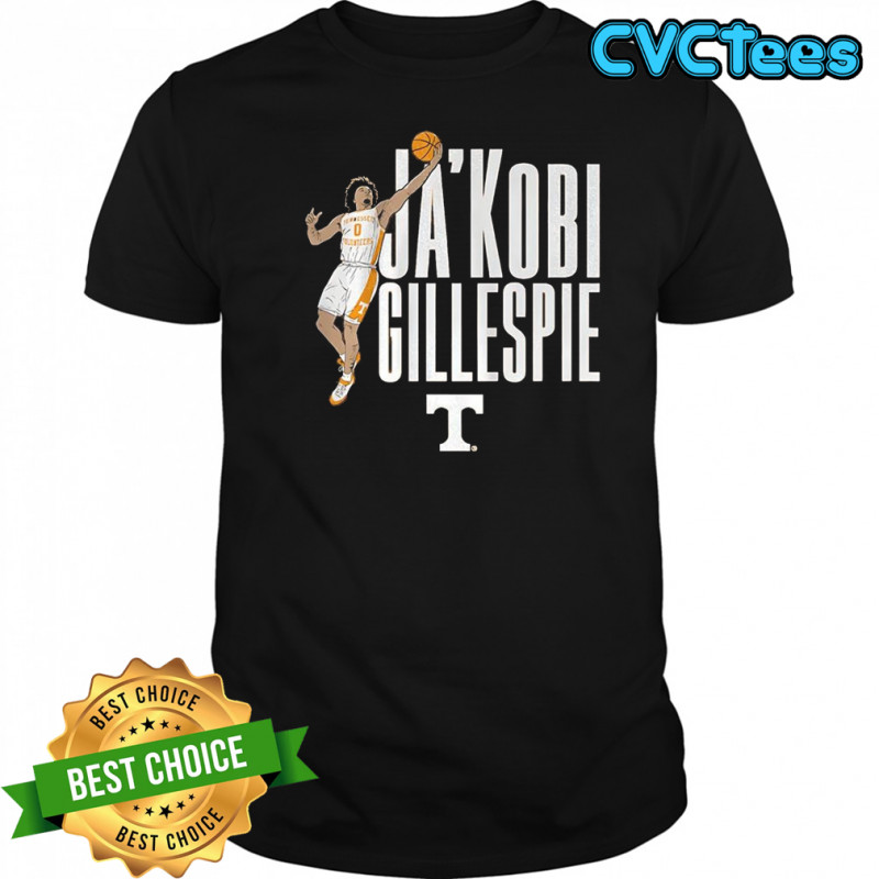 Ja’Kobi Gillespie pose Tennessee Volunteers basketball name and logo shirt