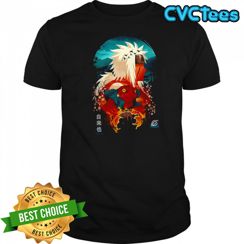 Jiraiya Naruto anime Toad Sage silhouette and Gamabunta Ukiyo-e shirt
