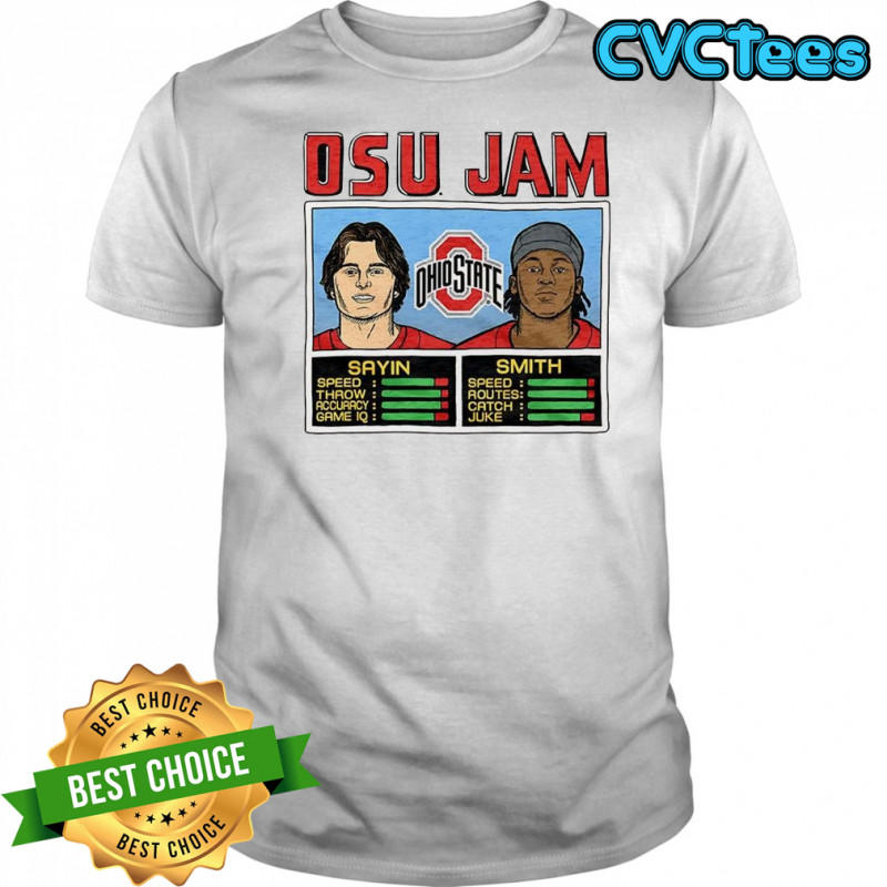 Julian Sayin and Jeremiah Smith Ohio State Buckeyes football JAM classic video game shirt