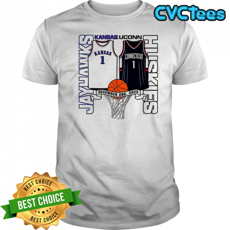 Kansas Jayhawks vs UConn Huskies Jersey number 1 2025 shirt