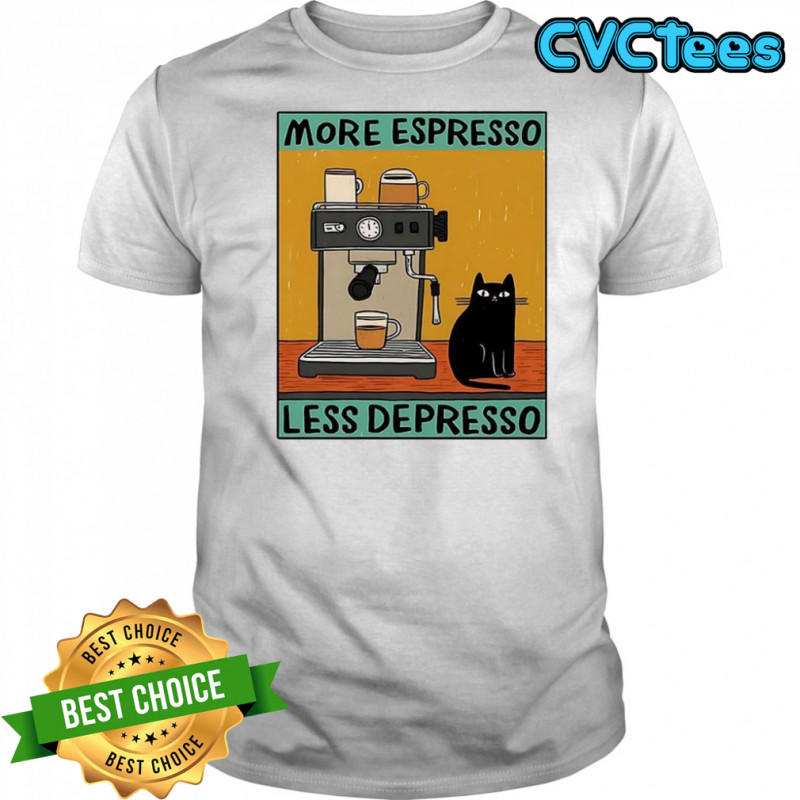 More espresso less depresso espresso machine cute cat retro shirt