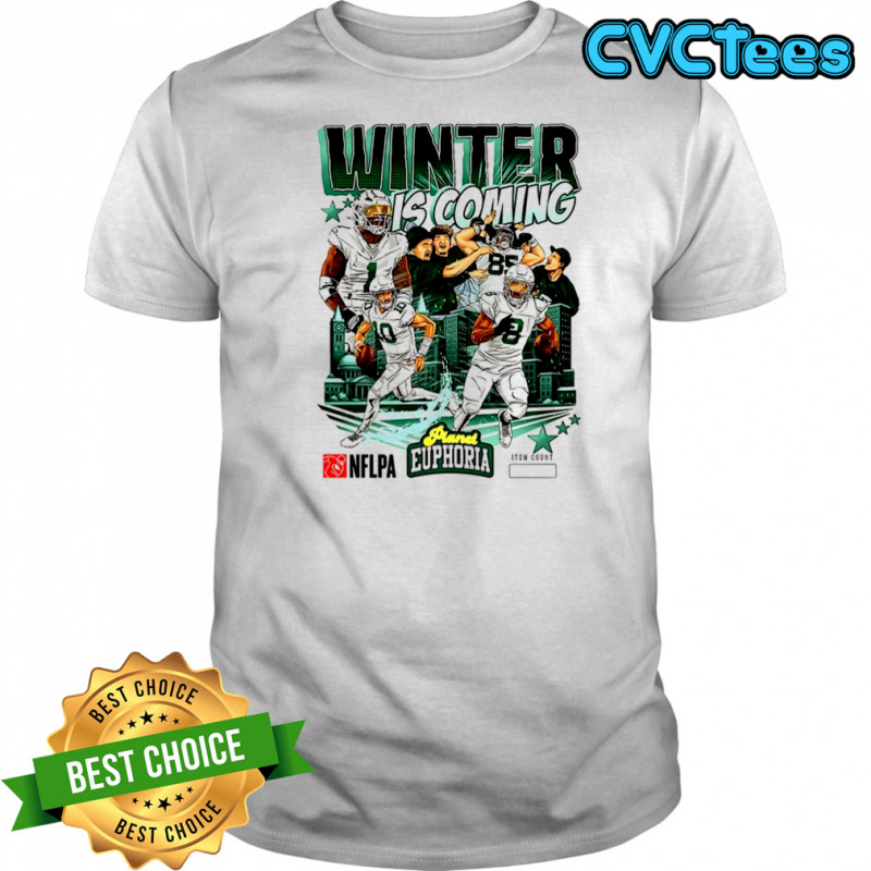 Philadelphia Eagles football winter is coming plyaer city skyline shirt