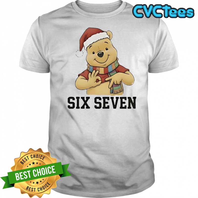 Pooh Santa hat Six Seven graphic shirt