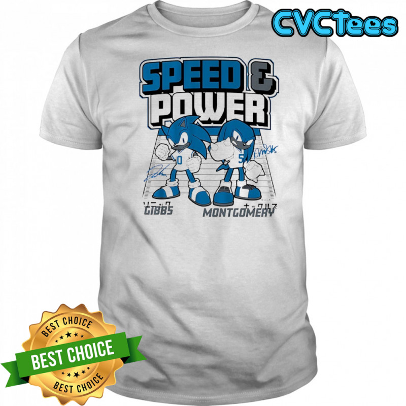 Sega and Knuckles as Jahmyr Gibbs and David Montgomery spead and power Detroit Lions football shirt