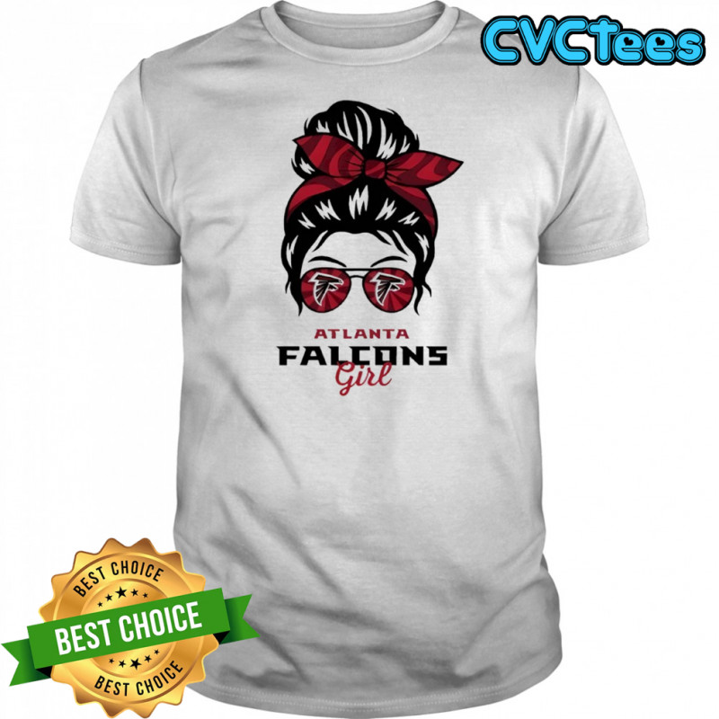 Atlanta Falcons Girl Messy Bun Glasses shirt