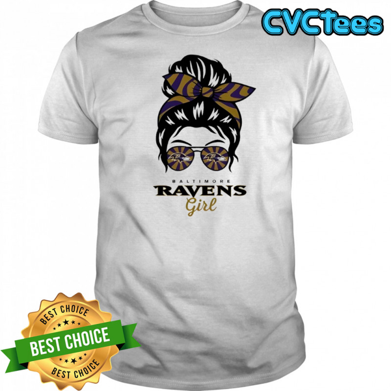 Baltimore Ravens Girl Messy Bun Glasses shirt