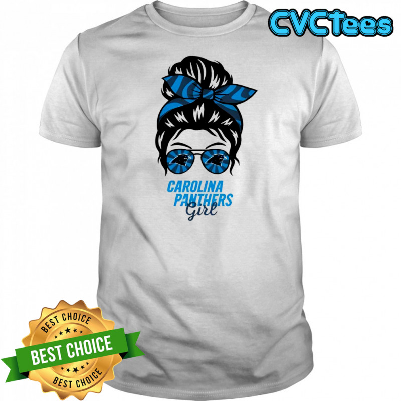 Carolina Panthers Girl Messy Bun Glasses shirt