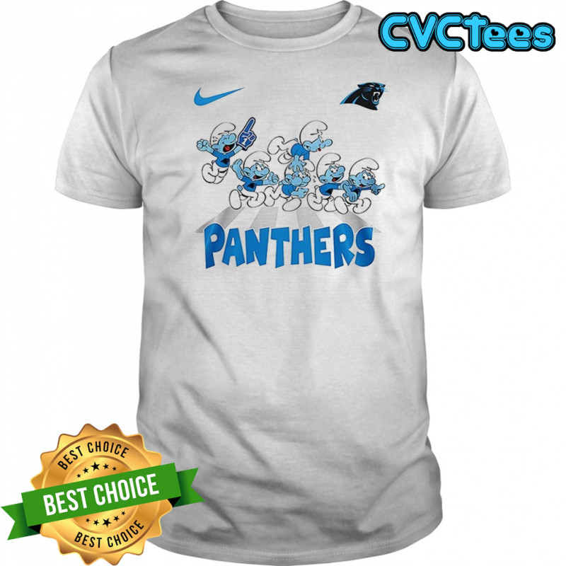Carolina Panthers The Smurfs go Buccaneers abbey road cartoon shirt