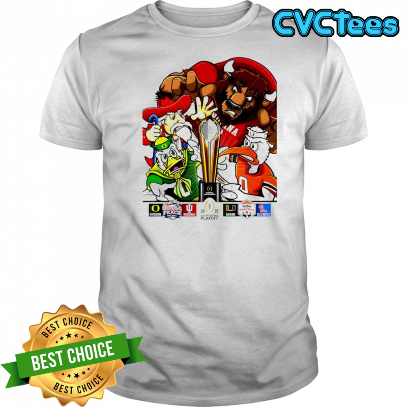 CFP National Champions Oregon x Indiana and Miami x Ole Miss 2026 Playoff mascots shirt