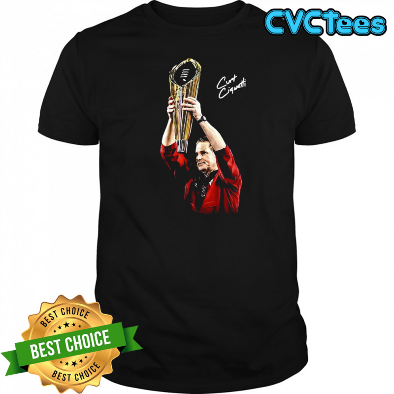 Curt Cignetti Indiana Hoosiers football lift National Champions 2025 trophy signature shirt