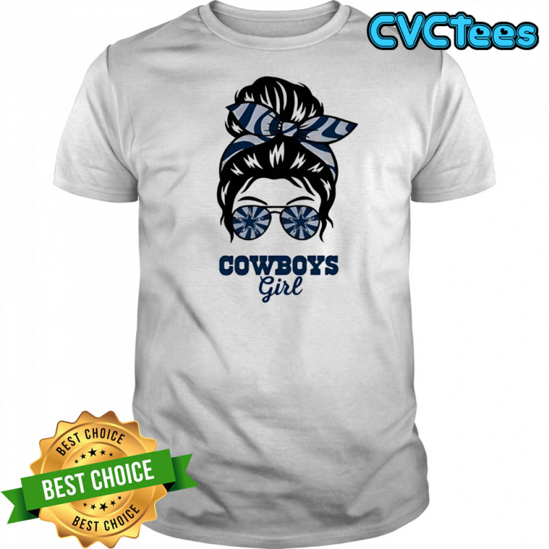 Dallas Cowboys Girl Messy Bun Glasses shirt
