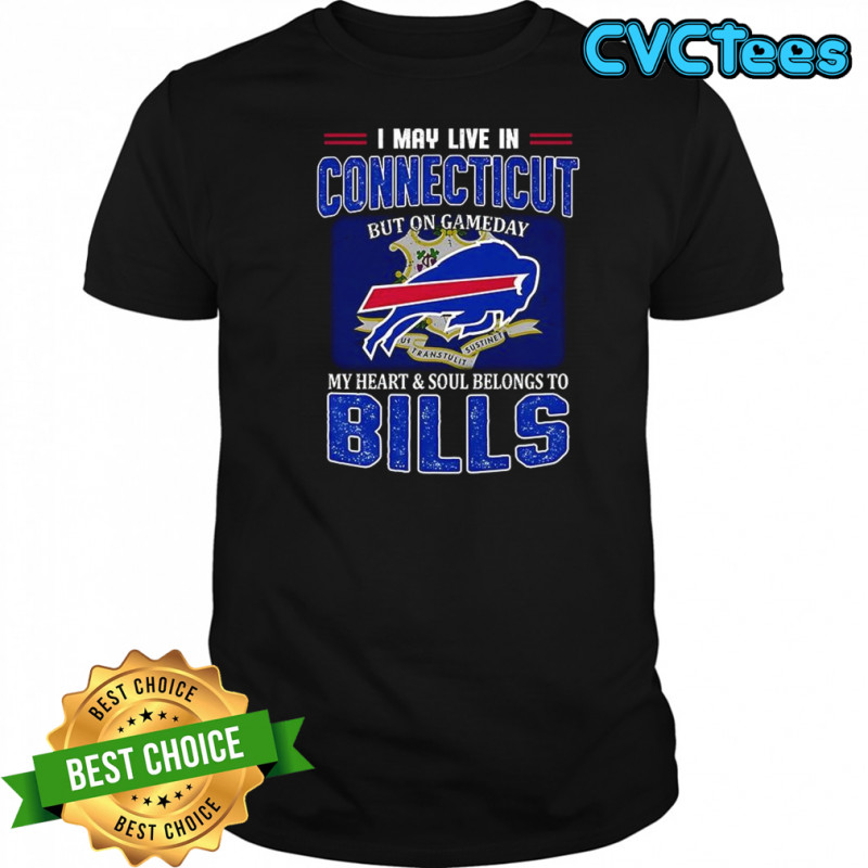 I may live in Connecticut but on gameday my heart and soul belongs to Buffalo Bills flag shirt