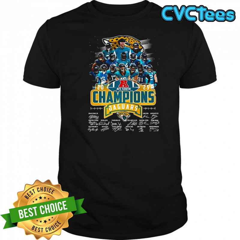 Jacksonville Jaguars AFC South 2025 Champions player college name and signature shirt