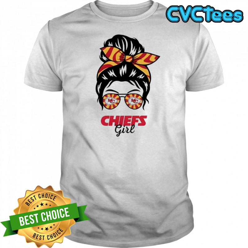 Kansas City Chiefs Girl Messy Bun Glasses shirt