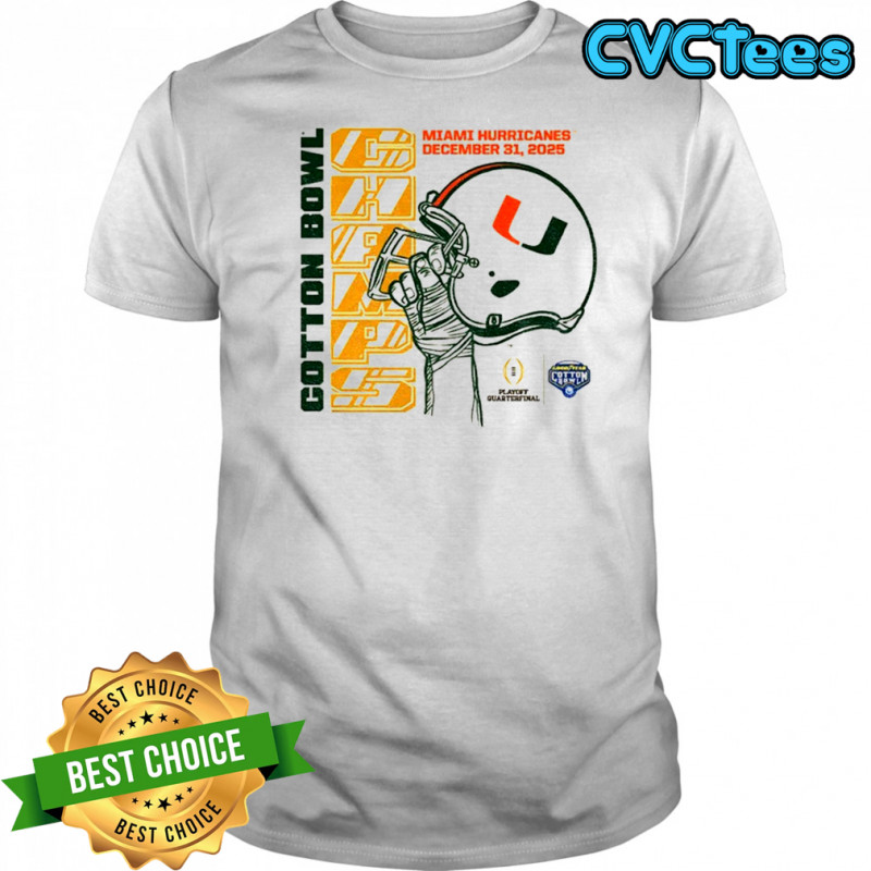 Miami Hurricanes Football Helmet Cotton Bowl Champions December 31 2025 shirt