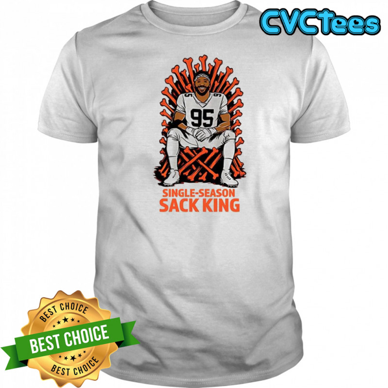 Myles Garrett Cleveland Browns NFL Single-season sack King bone throne shirt