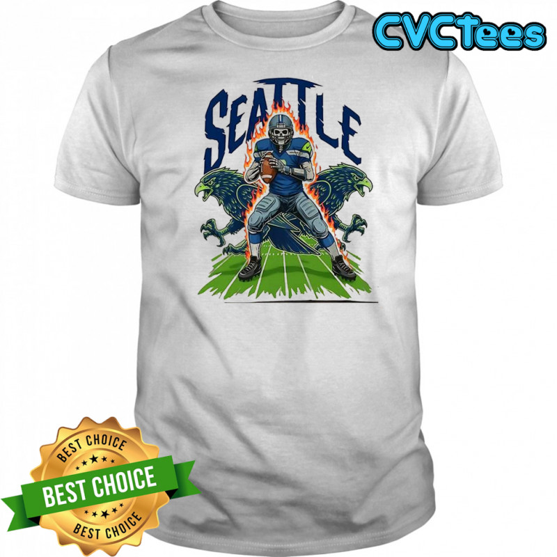 Seattle Seahawks football skeleton burning mascot shirt