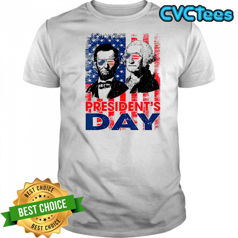 Washington and Lincoln USA flag president’s day retro tribute shirt